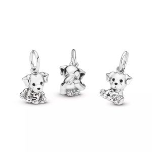 Brandneue 925er Sterlingsilber-Perlen mit niedlichem Welpen-Katzen-Anhänger, geeignet für Pandora-Armbänder, Damenschmuck, Geschenk