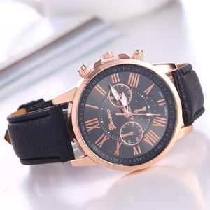 Mode Kvinnor Alloy Klänning Klockor Armband Geneva Roman Numer Original Läder Analog Quartz Armbandsur Casual Watch Relogio.