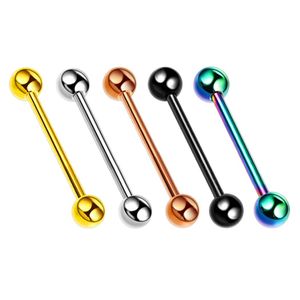 Tongue Piercing Titanium Plated Piercing Tongue Rings Bars Girls 14G Tongue Piercing Industrial Barbells stainless steel Body jewelry Ring