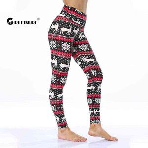 Chrleisure Women Christmas Leggings Ultra Soft Yoga Pants Printing Fitness Push Up Sportswear Parts Ankle Length H1221