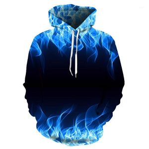 Mäns Hoodies Sweatshirts Blue Red Flame 3D Hoodie Män Kvinnor 2021 Mode Vår Höst Pullovers Black Sweat Homme Tracksuit1