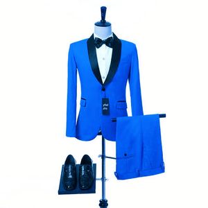 カスタムメイドワンボタングルーミングマンショールラペル新郎Tuxedos男性スーツウェディング/プロディング/ディナーBest Man Blazer（ジャケット+パンツ+ネクタイ）T218