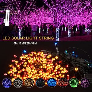 12m / 22m / 32m Christmas Luzes de Natal ao ar livre LED Solar Corda Luz À Prova D 'Água RGB Fada Luzes de Fadas Pátio Festa de Casamento Decoração 201130