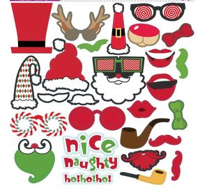 Puntelli per foto di Natale fai-da-te Maschera divertente Buon Natale Photobooth Felice anno nuovo Forniture per feste Decorazioni natalizie