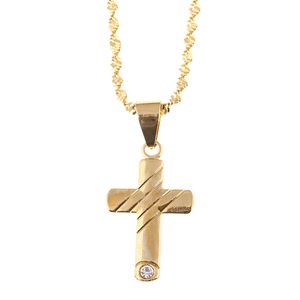 Kleine Gold-Kreuz-Anhänger-Halsketten für Damen, Mädchen, Kinder, Mini-Charm, mit Goldfarbe gefüllt, Schmuck, Kruzifix, christliche Halskette