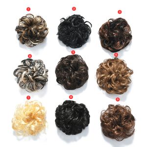 Chignons Hair Extensions Produkter Ponny Tail Extension Bun Hairstycke Scrunchie Elastic Wave Curly Syntetic Hair Pieces Wrap för Chignon Drop