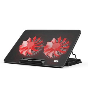 LED-verlichting Laptop Koeling Pads 2 USB-poorten Verstelbare hoogte Laptops Stand 2 Fans Cooler voor gamen