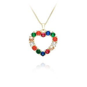 Zircon Rainbow Necklace 16 inch Gold Chain Necklace Girls Jewelry