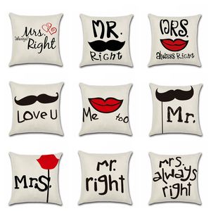 Valentines Day Pillow Case Mr Mrs Letter Decorative Pillows Cover Romantic Throw Pillow Cushion Covers Festival Home Decor 10 Designs YG971
