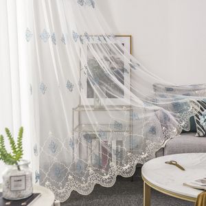 Europäischer Stil, bestickte Spitze, transparente Vorhänge, Tüll-Fenstervorhänge für Küche, Wohnzimmer, Schlafzimmer, weißer Voile für Café M068#4 Y200421