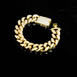 20MM الرجال الزركون كوباني رابط سوار الهيب هوب مجوهرات الذهب سميكة الثقيلة المواد النحاسية مثلادة تشيكوسلوفاكيا سلسلة 7 '' - 9 ''