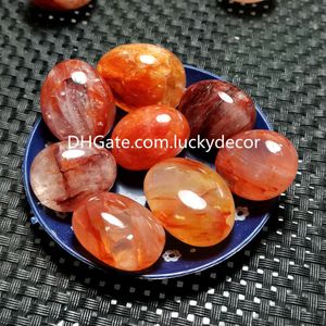 Irregular Natural Red Fogo Quartz Tumbled Stones Artesanato Madagascar 20-30mm Hematóide Polido Arco-íris Cristal Hematite Inclusão Gemstone Espiritual Metafísica