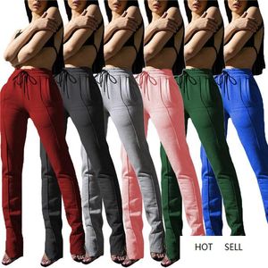 Fleece Womens Casual Pants Slim Zipper Split Byxor Höst Vinter High Street Fashion Women Designer Byxor