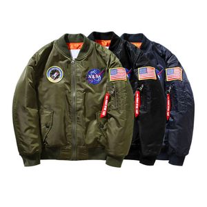새로운 NASA 비행 조종사 스타일리스트 재킷 폭격기 MA1 재킷 윈드 브레이커 자수 야구 군대 섹션 재킷 S-XXL
