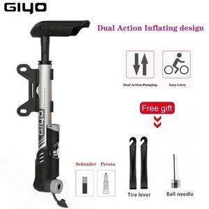 Giyo Pump 120ppsi Mini Dual Action Bicycle Mtb Inflator Road Bike Cycling Presta Schrader Portable Tyre Hand 220225