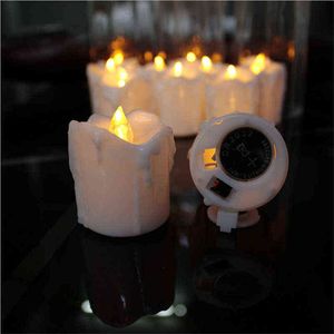 Pacote de 12 Velas votivas de 12 temporizador, luzes de chá sem chiques com temporizador, velas operadas por bateria para o casamento, LED-vela com bateria H1222