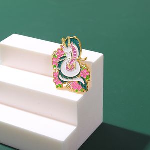 Japonês Pequeno Fresco Cor Branco Dragão Liga Esmalte Brooch Pin Dos Desenhos Animados Dos Desenhos Animados Cute Requintado High-End Small Animal Crachá Jóias Presente