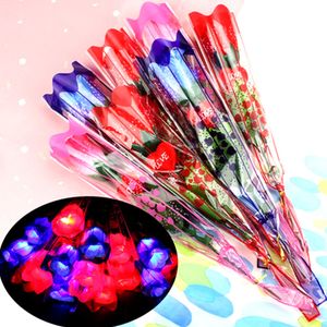 Luci a LED rosa fiori bagliore San Valentino Decorazione di nozze fiori artificiali rifornimenti del partito decorazione simulazione rosa T3I51559