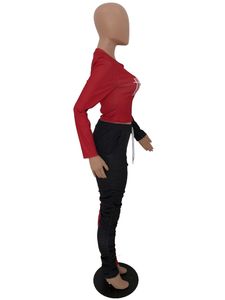 新しいプラスサイズ3xl秋冬の女性デザイナー服パーカークロップトップ+スタックパンツ2ピースセットカジュアルパネルトラックスーツジョガースーツ4102