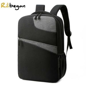 Laddning män USB Business Ryggsäck Design Travel Patchwork Nylon Bag Laptop 202211