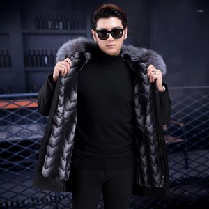 Men's Leather & Faux 2021 Autumn And Winter Fur Men's Long Section To Overcome Liner Warm Jacket Mink Coat1