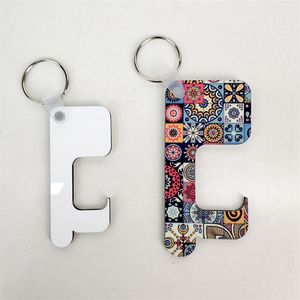 Sublimation Keychain Germ Free Key Chain Non-contact Door Handle Keychain Wooden DIY Blank Key Rings Safety Touchless Door Opener HHB2259