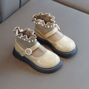 أزياء الخريف الأطفال الفتيات اللؤلؤ الأميرة أحذية أطفال أحذية فتاة متماسكة الأحذية الجلدية اللباس حذاء
