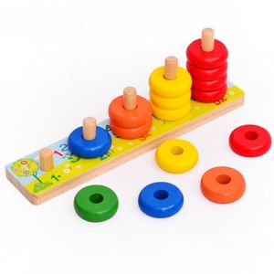 Classic Rainbow calculates circle wooden child Wooden building blocks toys, children wood education learning mathematics toys LJ201124