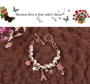 Pulseiras para mulheres cartões de moda cor-de-rosa cadeia de flores pulseiras pulseiras para mulheres braceletes de charme