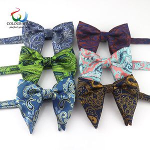 Poliestere Big Bowties Sposo Uomo Paisley Cravatta morbida 12 * 11CM Doppi strati Farfalla Gravata Maschile Festa di nozze Donna Papillon