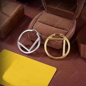 Wholesale Hoop Earrings Designer Gold Silver Earrings For Women Jewelry Luxurys Fashion Big Circle Earring Letters F Stud Hoops Wholesale 22021804R