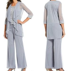 Rendas Chiffon Mãe Pantsuits Mulheres 3 Peças Mãe da Noiva Vestido Personalizado Custom Formal Vestidos De Partido Calças de Ternos da Mãe Plus Size