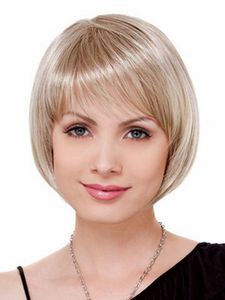 SHUOWEN Krótki Blondynka Bobo Syntetyczne Peruki Symulacja Włosów Ludzkich Włosów Perruques de Cheveux Humains Proste Pelucas SW-WIG-15
