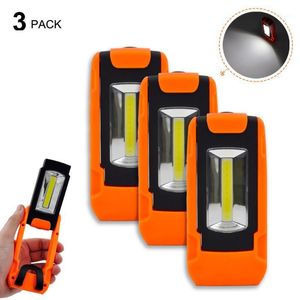 Battery Operated Foldable 3W COB LED Torch Portable Handheld Work Light Inspection Lamp Cordless Magnetic With Hanging Ring Flashlights Torc