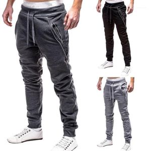 Men's Pants Men Joggers 2022 Brand Fashion Zipper Decorate Long Trousers Fitness Cotton Sweatpants Hip Hop Streetwear Black Grey