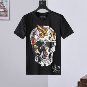 Style 729 Summer Fashion Plein Brand Mens Topps Men t-shirt Pure Cotton Slim O-Neck Stretch Breatble Trend T-shirt för man