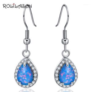 Свиная люстра Rolilason Циркония, капля Desgin Desgin Super Supplier Blue Fire Opal Silver Fashion Servings AE6841