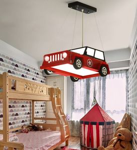 الكرتون الديكور الأحمر سيارة الثريا الصبي نوم غرفة الأطفال مصباح الحديثة الإبداعية أدى سيارة الثريا