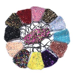 Sequins Moda Ambalaj materyali olarak yeniden Yıkanabilir Ağız Kapak Anti-Dust Bisiklet Maske Parti Dekoru Hediye LSK1819 Yüz Koruyucu maskeler BlingBling Maske