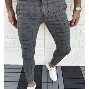 Fashion- Plaid Panelled Designer Pencil Pants Fashion Natural Color Capris Pants Casual Style Mens Pants Men Clothes