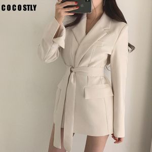 Damskie Garnitury Blazers 2021 Spadek Kobiet i Kurtki White Blazer Long Jacket Black Cape Plus Size Rękaw Damski garnitur