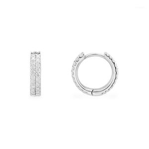 Sljly Fashion Real Sterling Silver Row Biały Cubic Cyrkonia Hoop Kolczyki dla kobiet Fine Jewelry1