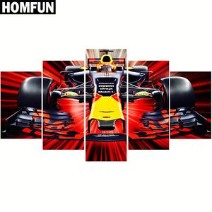 HOMFUN 5pcs Full Square/Round Drill 5D DIY Diamond Painting "Racing car" Multi-picture Combination Embroidery 5D Home Decor 201112