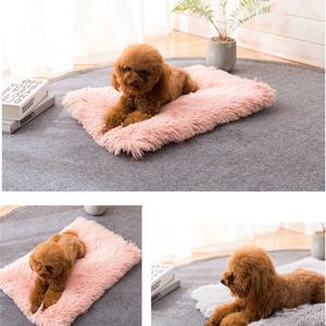 Soft Pet Dog Blanket Cat Bed Mat Long Plush Warm Double Layer Fluffy Deep Sleeping Cover for Small Medium Large Dogs Mattress LJ201201