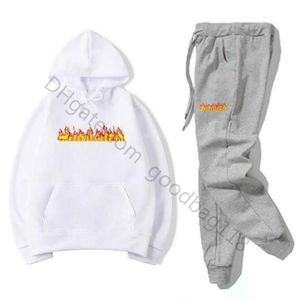 Mens Tracksuits Designer Flame Printed Sets Jogging Suits Hoodies Pants Set Autumn Winter Casual Unisex Brand Sportswear Men Women Two Piece Outfits