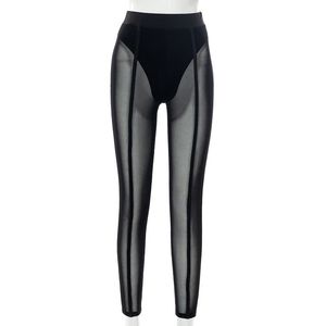 Pantaloni sportivi da donna a matita Mesh Slim Solid Leggings a vita alta Pantaloni skinny da allenamento per yoga Palestra Fitness Legging sexy