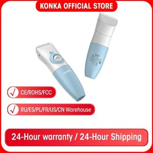 KONKA USB baby electric hair trimmer 320mAh battery White clipper IPX7 Waterproof R-angle ceramic steel razor 220216