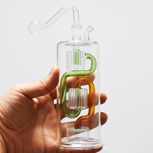 Colorful Bong Recycler Oil Bubbler pipes with 10mm Smoking glass oil bowl Dab Tool Shisha Hookah Ash Catchers for Cute Wax Rig Water Tobacco and Percolater Bongs