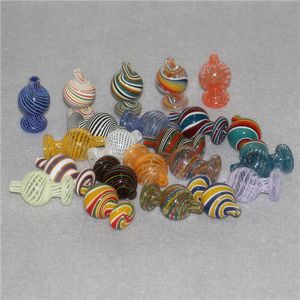 25 mm OD Färgglada rökglas Bubble Carb Caps För Flat Top Quartz Banger Nails Silikon Dutta Nektar Vattenpipor Bongs Rörriggar