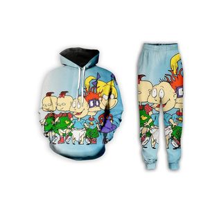 Neue Herren/Damen Cartoon Rugrats in Paris Lustiger 3D-Druck Lässige Mode Hoodies/Jogginghosen Hip Hop Trainingsanzüge Z01